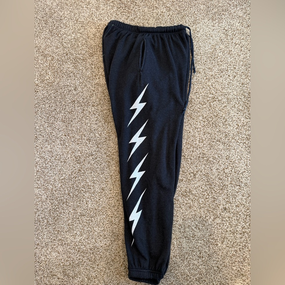 Aviator Nation Black Sweatpants with Lightning Bolt Accents - Picture 6 of 7